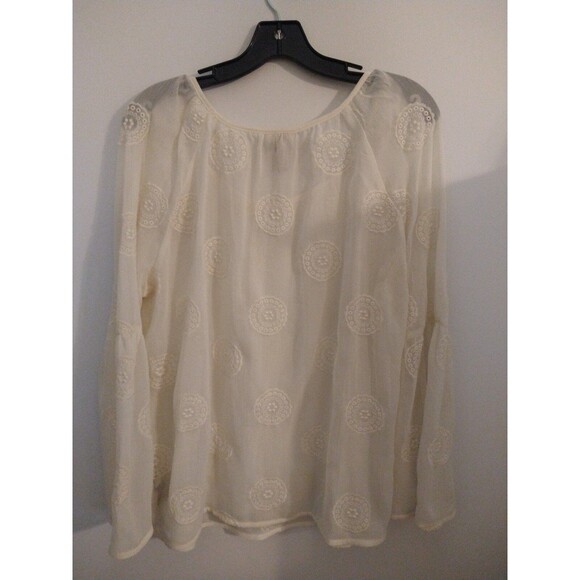 Knox Rose sheer flared sleeve top Cream Md Feminine Beachy Cottage Core - Picture 5 of 9